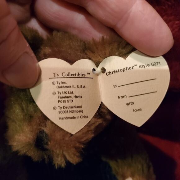 Ty Attic Treasure - CHRISTOPHER the Bear Plush Beanie Babies - Picture 2 of 3